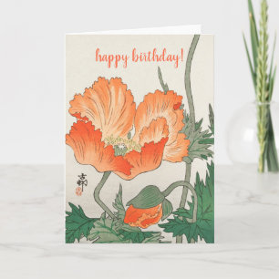 Ohara Koson Vintag Japanisch Orange Poppy Birthday Karte