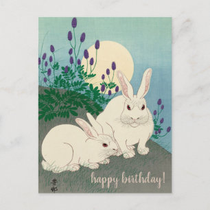 Ohara Koson, Zwei Kaninchen - Japanische Kunst Geb Postkarte
