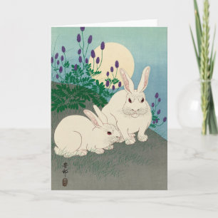 Ohara Koson, Zwei Kaninchen - Japanische Kunst Karte