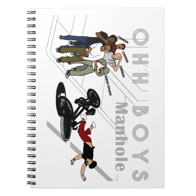 OHH BOYS - Der Mensch auf dem Fahrrad trifft eine  Notizblock (Vorderseite)