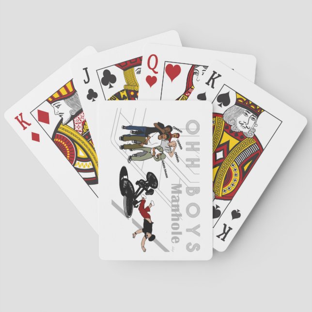 OHH BOYS - Der Mensch auf dem Fahrrad trifft eine  Spielkarten (Rückseite)