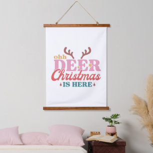 Ohh Deer Christmas ist hier Weihnachten Wandteppich Mit Holzrahmen