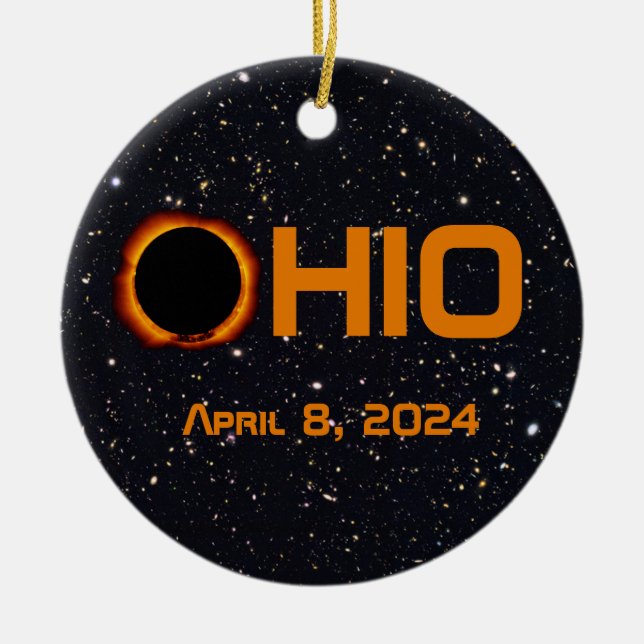 Ohio 2024 Gesamtsolarausstoß Keramik Ornament (Vorne)