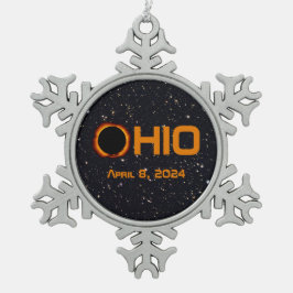 Ohio 2024 Gesamtsolarausstoß Schneeflocken Zinn-Ornament