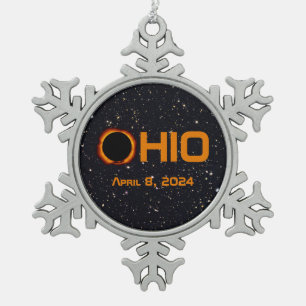 Ohio 2024 Gesamtsolarausstoß Schneeflocken Zinn-Ornament