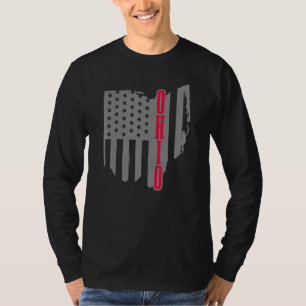 Ohio American Flag Staat Map Pride Patriotic 4th O T-Shirt
