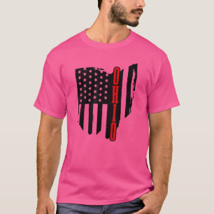 Ohio American Flag Staat Map Pride Patriotic 4th O T-Shirt
