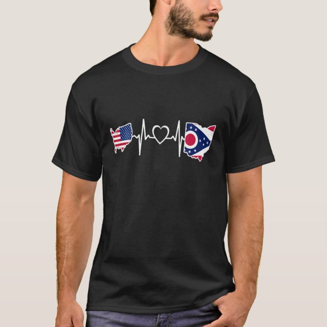 Ohio American Flag - USA Ohio Heartbeat T-Shirt (Vorderseite)
