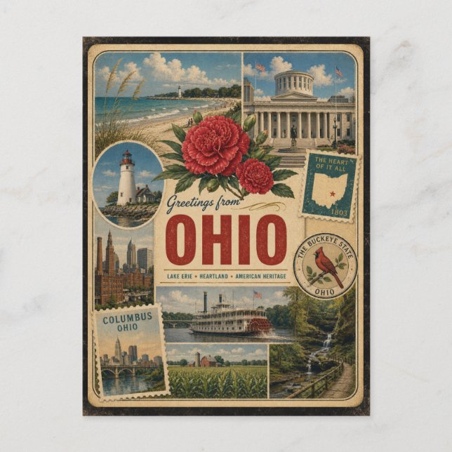 Ohio Authentische Vintage-Style-Ansichtskarte Postkarte (Vorderseite)