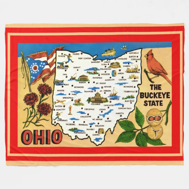 Ohio Buckeye-Flanelldecke Fleecedecke (Vorderseite (Horizontal))