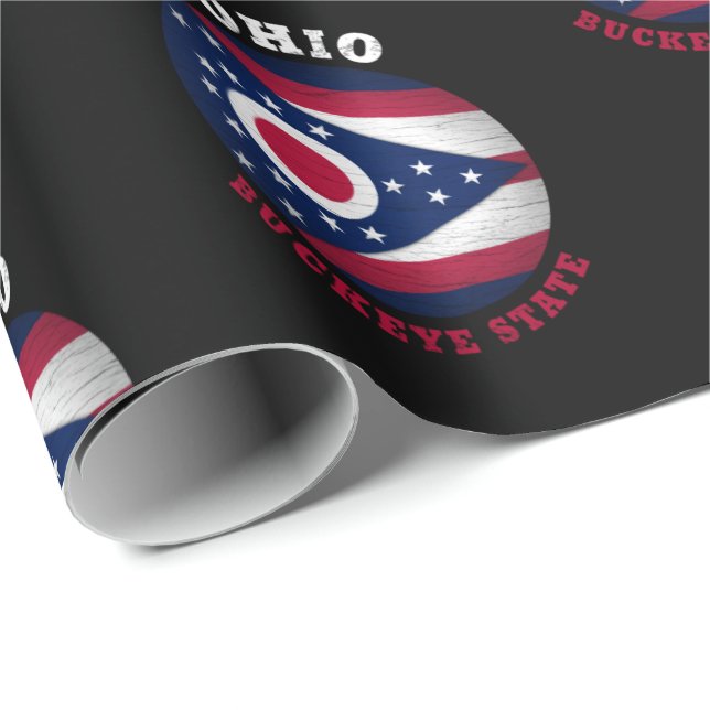 OHIO BUCKEYE STAAT FLAG GESCHENKPAPIER (Rolleneckpunkt)