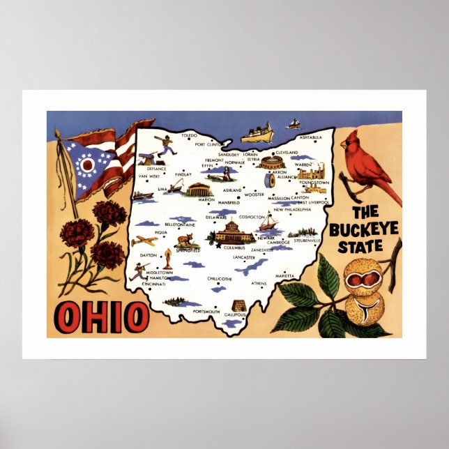 Ohio Buckeye State 20x30 Postkarte Poster (Vorne)