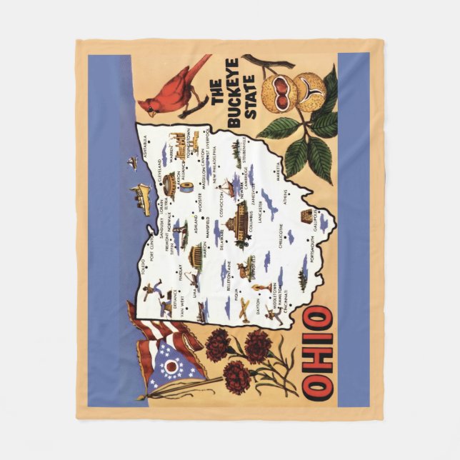 Ohio Buckeye State Fleece-Decke Fleecedecke (Vorderseite)