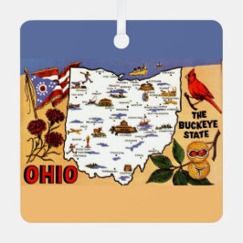  Ohio Buckeye State Postcard Ornament Aus Metall