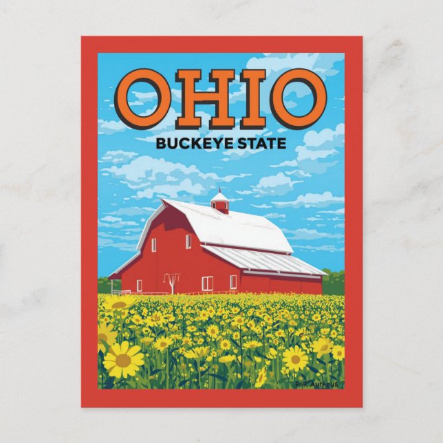 Ohio Buckeye State Vintage Scheune Postkarte (Vorderseite)