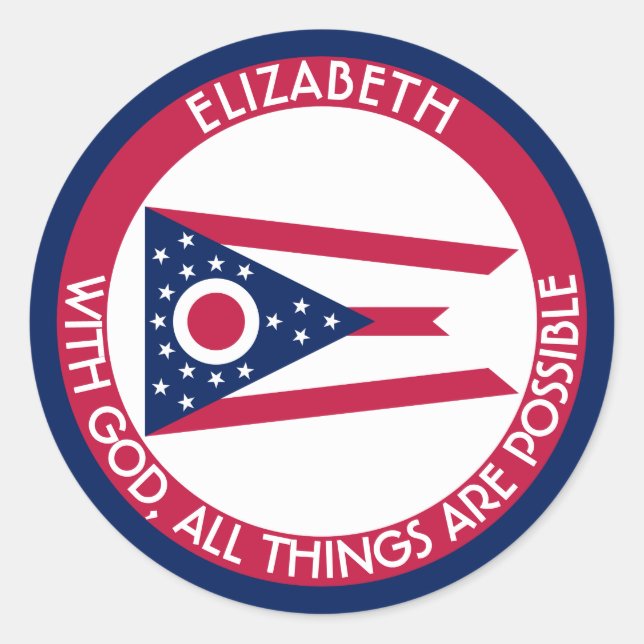 Ohio Burgee Der Buckeye Staat Personalisierte Flag Runder Aufkleber (Vorderseite)