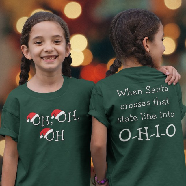 Ohio Christmas OH Weihnachtsmannmütze Urlaub Kinde T-Shirt (Celebrating Christmas in Ohio? Keep your ear out for when Santa crosses that state line!)