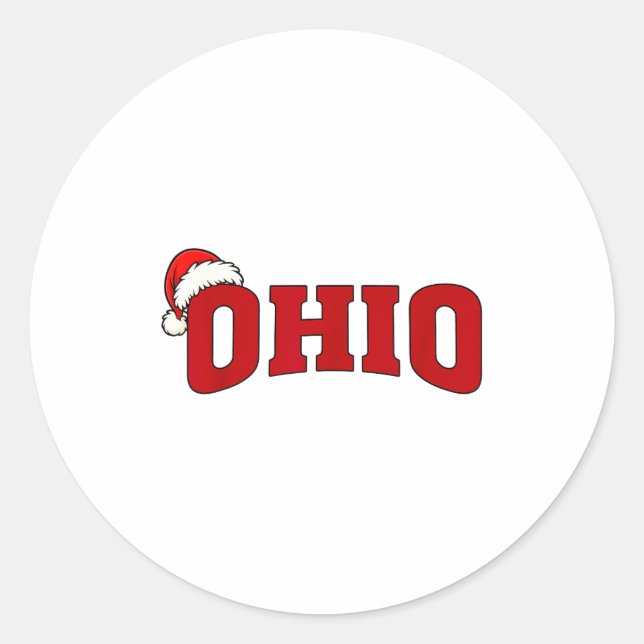 Ohio Christmas Santa Hat Retro Throwback Souvenir  Runder Aufkleber (Vorderseite)