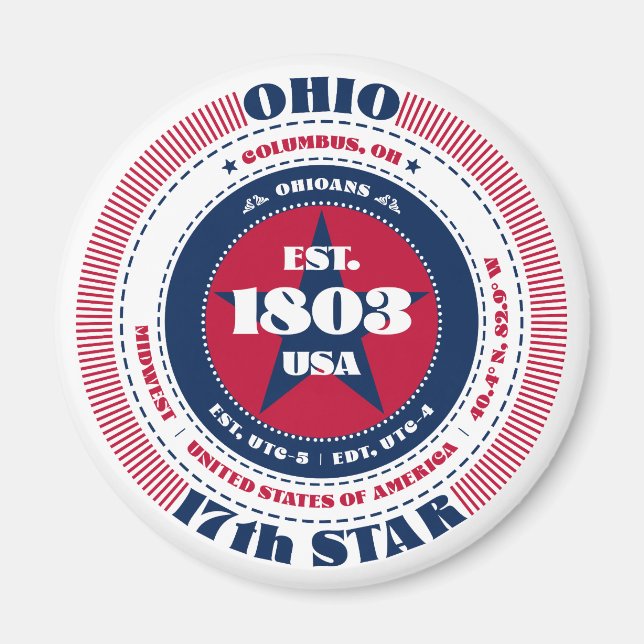 Ohio Circle Typografie Souvenir Magnet (Vorne)