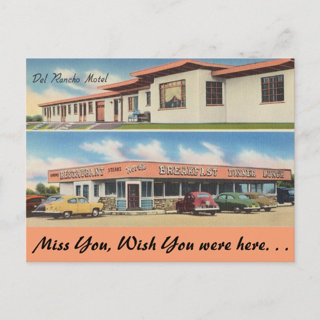 Ohio, Del Rancho Motel, Restaurant Postkarte (Vorderseite)