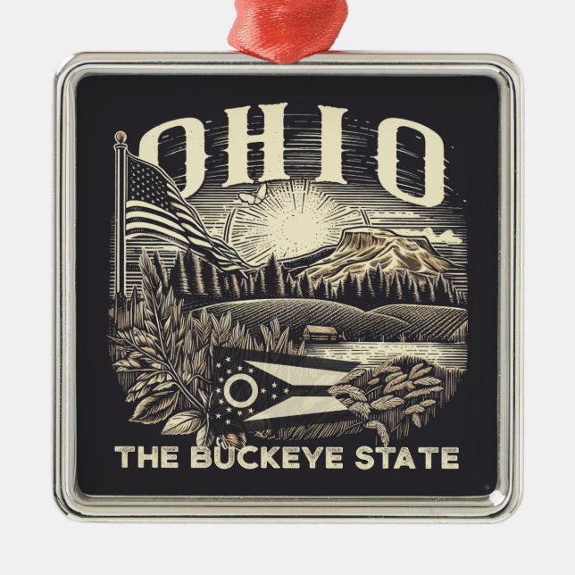 Ohio Der Buckeye-Staat Ornament Aus Metall (Vorne)