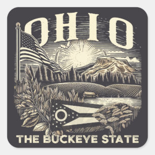 Ohio Der Buckeye-Staat Quadratischer Aufkleber