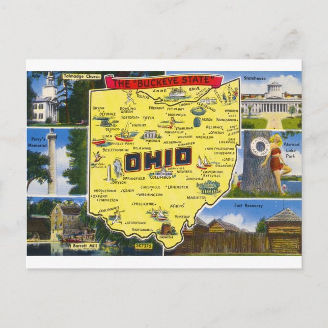 Ohio Der Buckeye Staat Vintag Postkarte (Vorderseite)