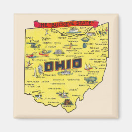 Ohio Der Buckeye Staat Vintage Karte Magnet