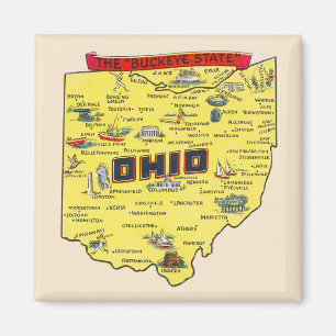 Ohio Der Buckeye Staat Vintage Karte Magnet
