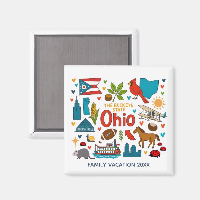 Ohio Family Trip Keepsake Personalized Magnet (Vorderseite/Rückseite)