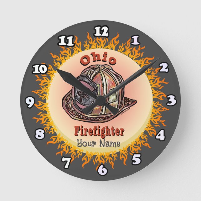 Ohio Feuerwehruhr Runde Wanduhr (Vorderseite)
