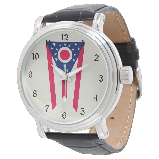 Ohio Flag: Das Buckeye-Staat-Banner Armbanduhr (Schrägansicht)