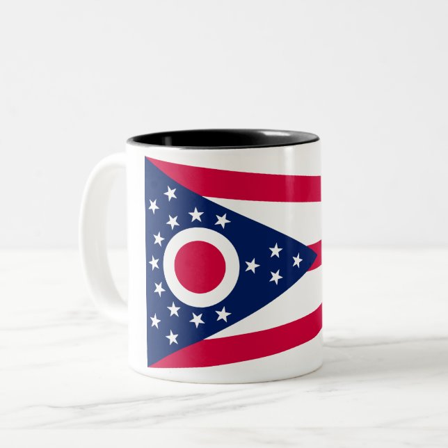 Ohio Flag: Das Buckeye-Staat-Banner Zweifarbige Tasse (Vorderseite Links)