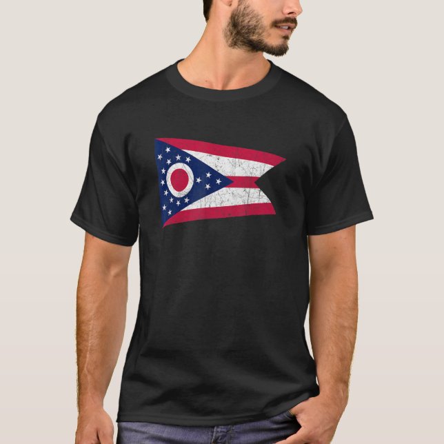 Ohio Flag Staat Vintag Style 1 T-Shirt (Vorderseite)