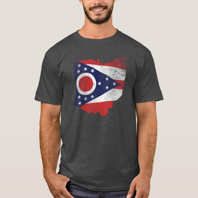 Ohio-Flagge getragen T-Shirt (Vorderseite)