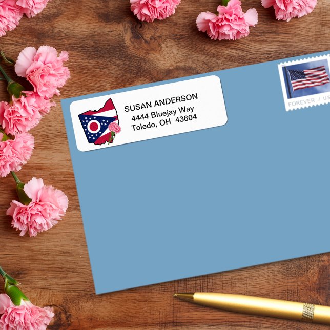 Ohio-Flagge mit Staat-Blume-Nomenklatur (Von Creator hochgeladen)