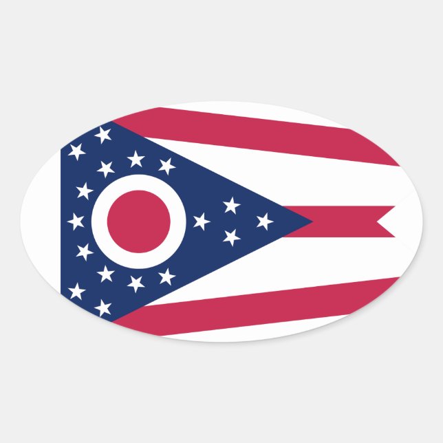 Ohio-Flagge Ovaler Aufkleber (Vorderseite)