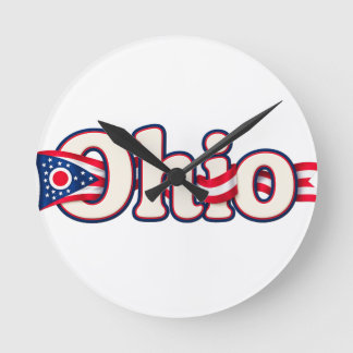 Ohio-Flagge Runde Wanduhr