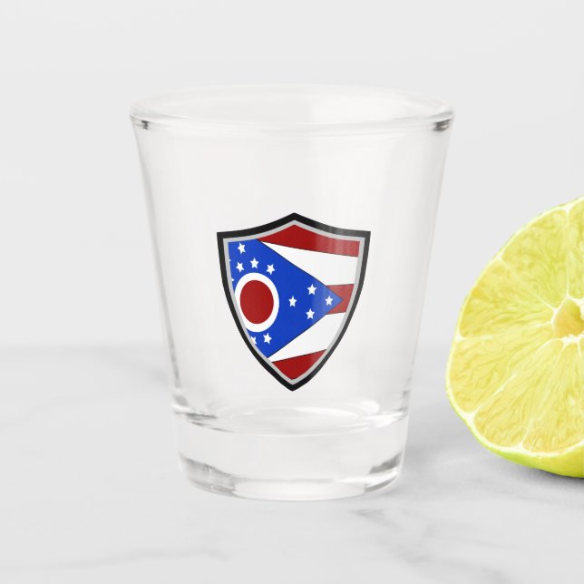 Ohio-Flagge Schnapsglas (Vorderseite)