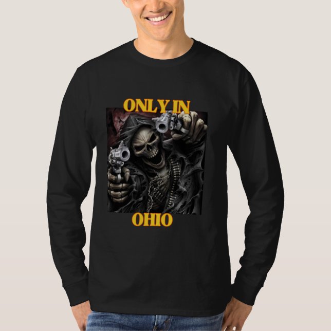 Ohio Funny Cringe Hard Skeleton Meme T-Shirt (Vorderseite)