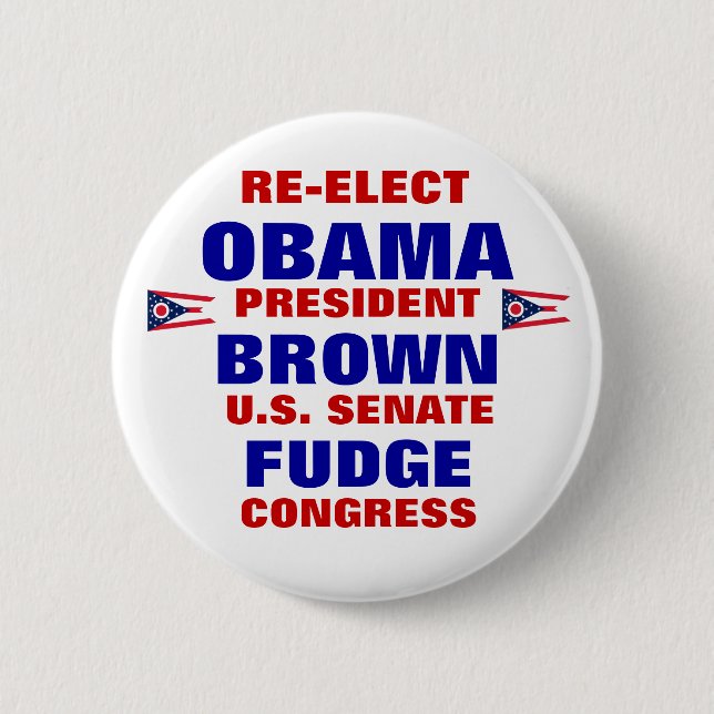 Ohio für Fudge Obama Brown Button (Vorderseite)