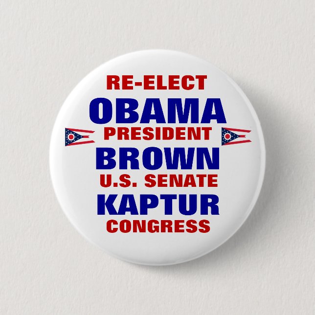 Ohio für Obama Brown Kaptur Button (Vorderseite)