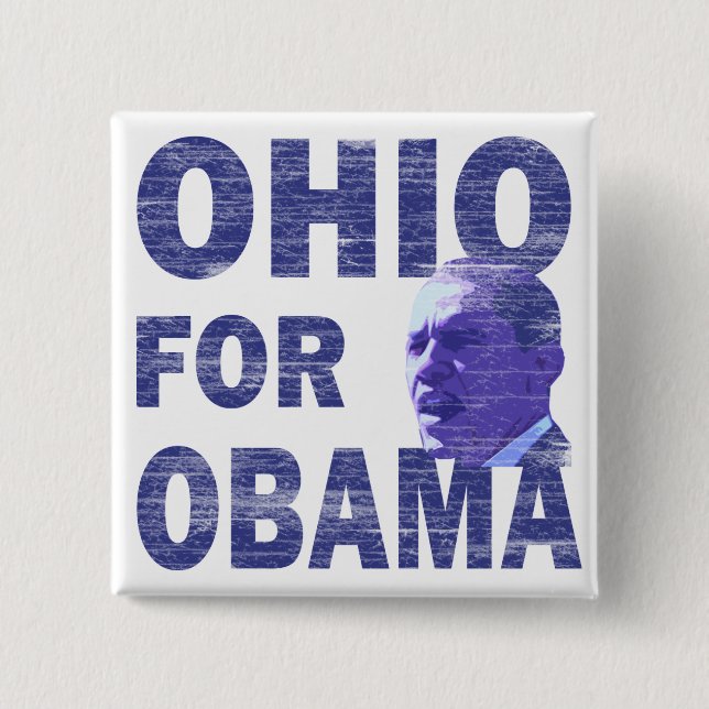 Ohio für quadratischen Pinback Knopf Obama Button (Vorderseite)