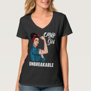 Ohio Girl Unbreakable Ohio Karte Staatsflagge Souv T-Shirt