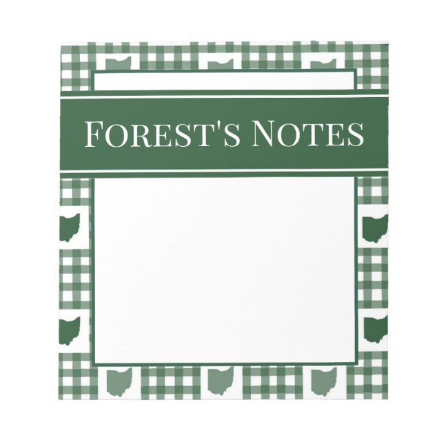 Ohio Green Gingham Notizblock (Vorderseite)
