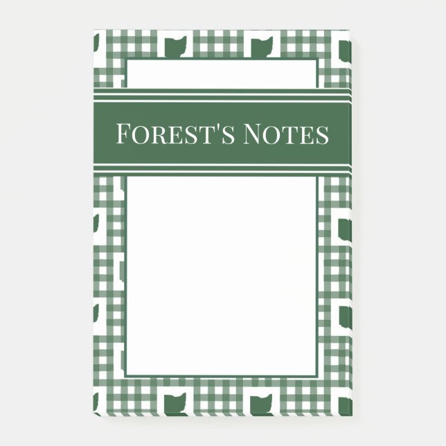 Ohio Green Gingham Post-it Klebezettel (Vorderseite)