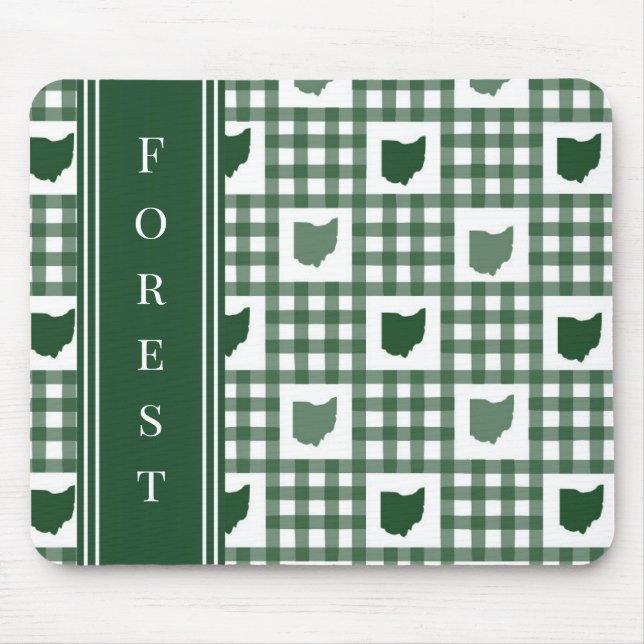 Ohio Grün Gingham Mousepad (Vorne)