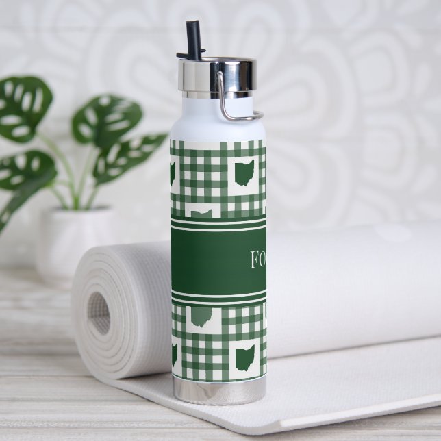 Ohio Grün Gingham Trinkflasche (Yoga (gedreht)