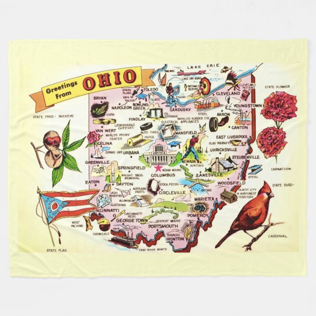 Ohio Gruß Fleece-Decke Fleecedecke (Vorderseite (Horizontal))