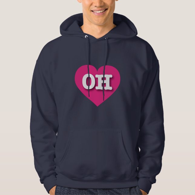 Ohio Hot Pink Heart - I Liebe OH Hoodie (Vorderseite)